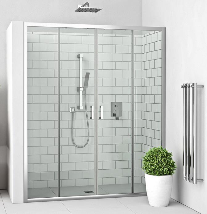 dušas durvis LLD4, 1600 mm, h=1900, briliants/caurspīdīgs stikls